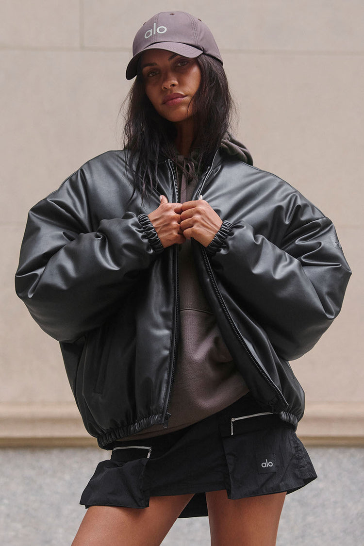 Bomber Premier de piel sintética - Negro