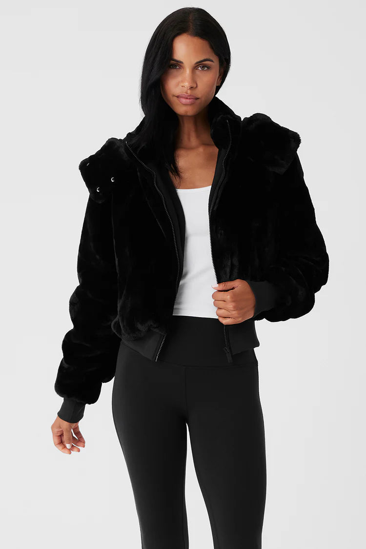 Chaqueta de piel sintética Foxy - Negra
