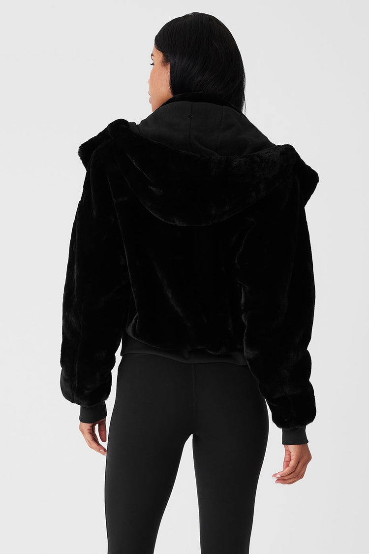 Chaqueta de piel sintética Foxy - Negra