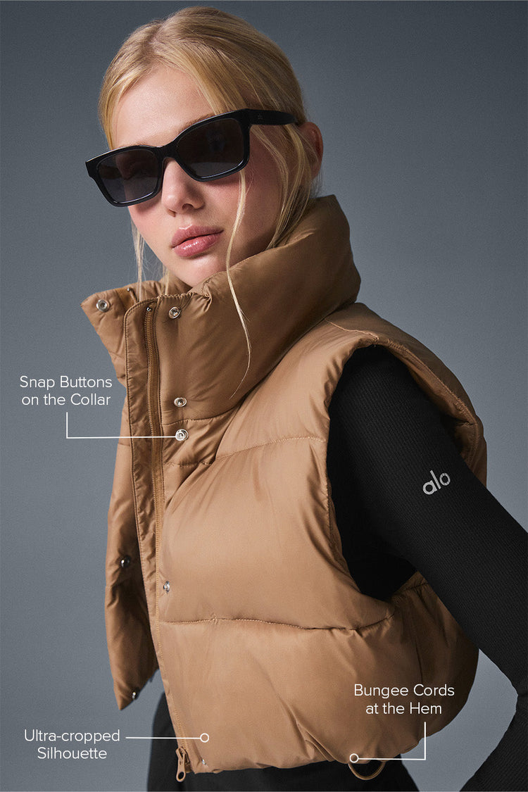 Chaleco acolchado corto Gold Rush - Almendra tostada