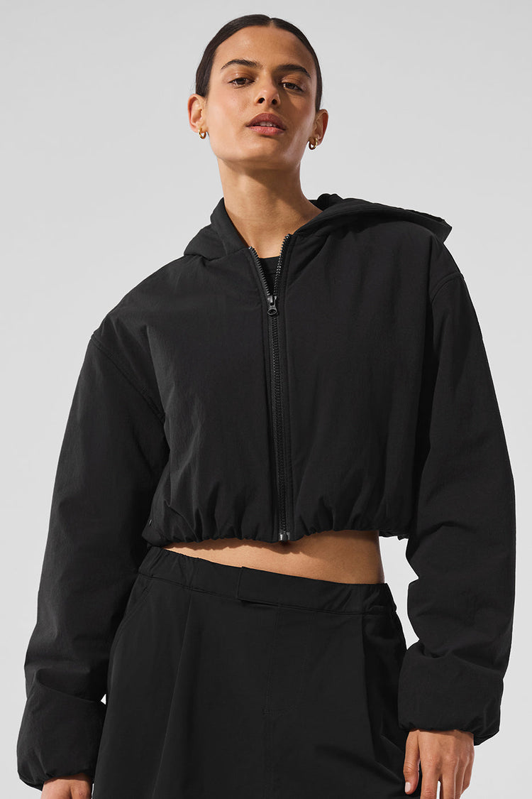 Sudadera corta con capucha y cremallera completa Mountain Peak - Marfil