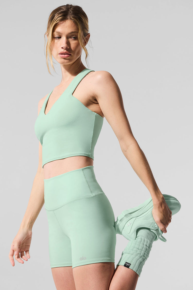 Short de ciclista de tiro alto con efecto aerógrafo de 5" - Verde menta